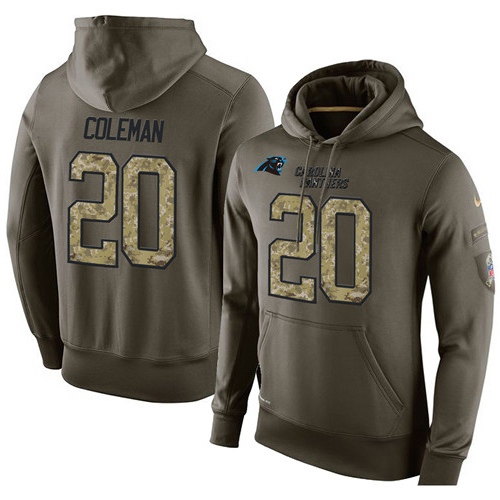 NFL Nike Carolina Panthers #20 Kurt Coleman Green Salute To Service Men's Pullover Hoodie